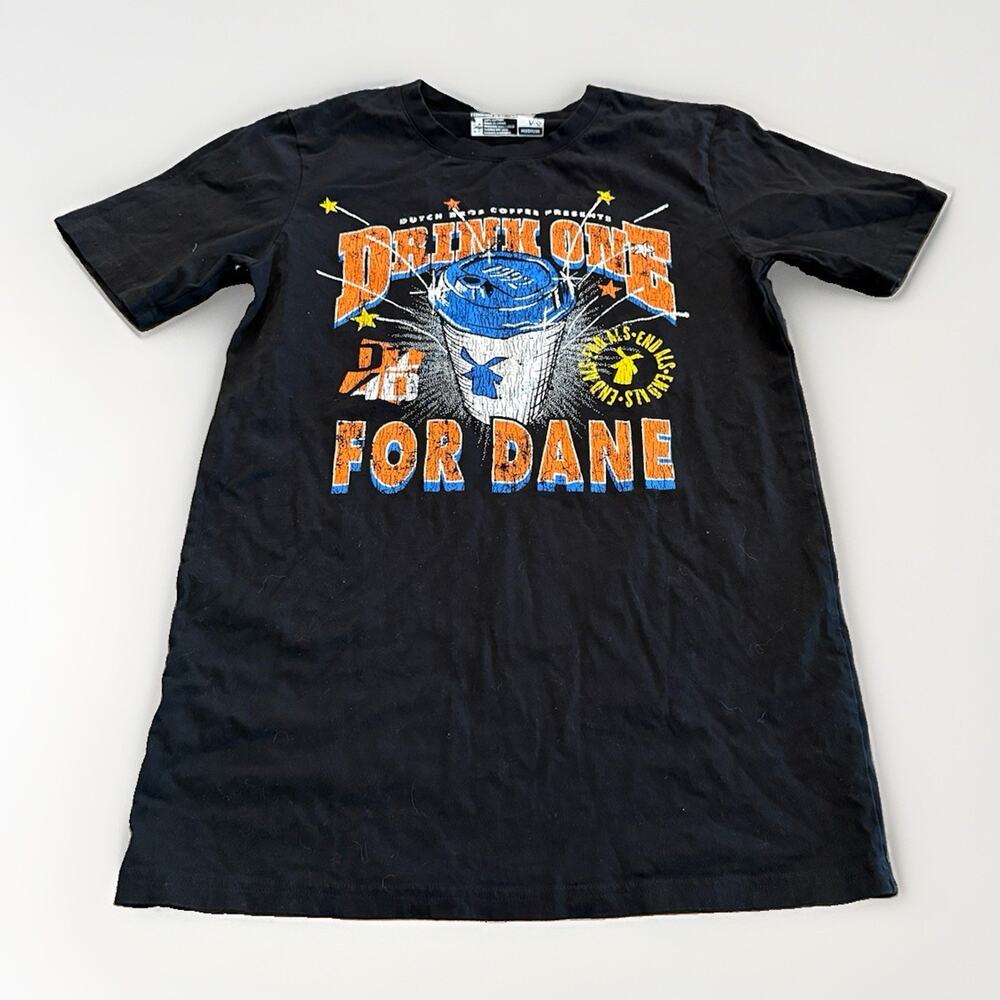 Dutch Bros Coffee Mens Black Drink One For Dane Short Sleeve Shirt Size M